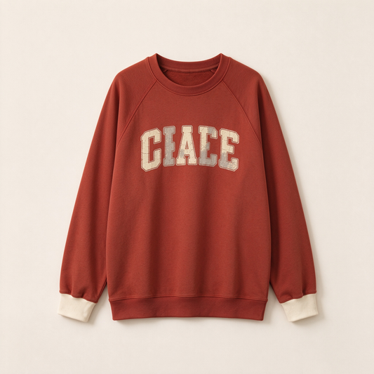 Rust CIAEE Vintage Varsity Raglan Crewneck Sweatshirt